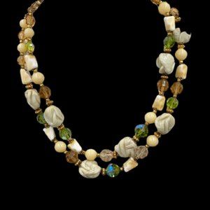 Vintage Signed Regency Jewelry Art Glass Bead Necklace